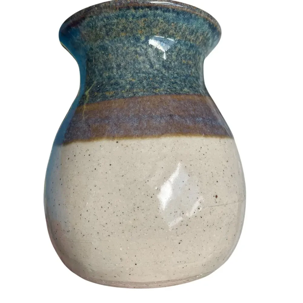 Mack Chrisco Pottery Vase Artisan Vintage 1980s Signed Earthenware Art